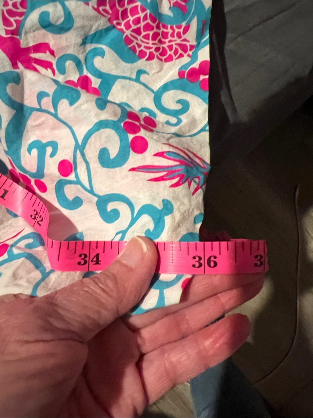 Gretchen Scott Designs Pink & Turquoise Dragon Print Mini Dress - Picture 16 of 16